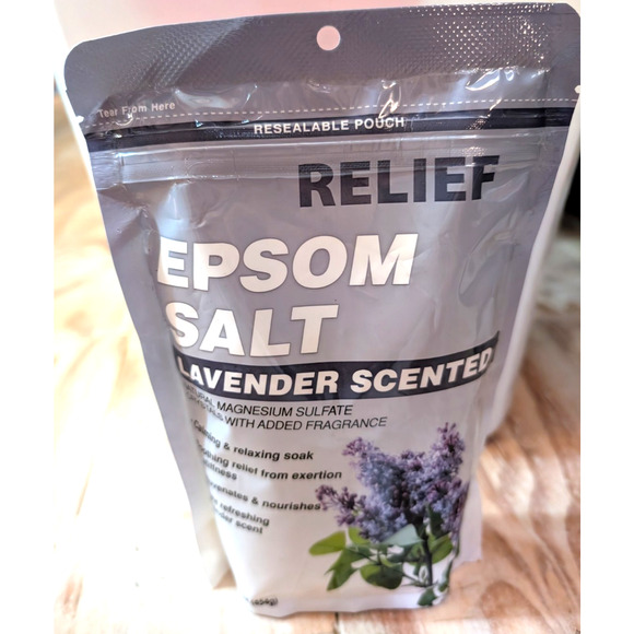 Relief Epsom Salt Lavender Scented 16 Oz Bag New and Sealed! Spa Time - Picture 1 of 2